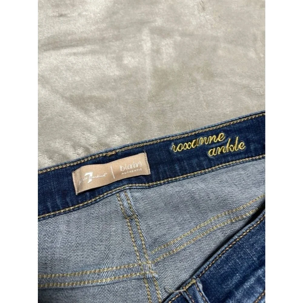 7 For All Mankind Roxanne Ankle Jean Women Size 32 Bair Crop Slim Denim - Picture 8 of 15